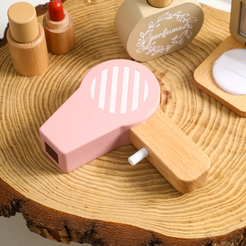 Juguetes de maquillaje Montessori para niños, juego de bloques de construcción de madera, accesorios de casa, juguetes educativos para niños,