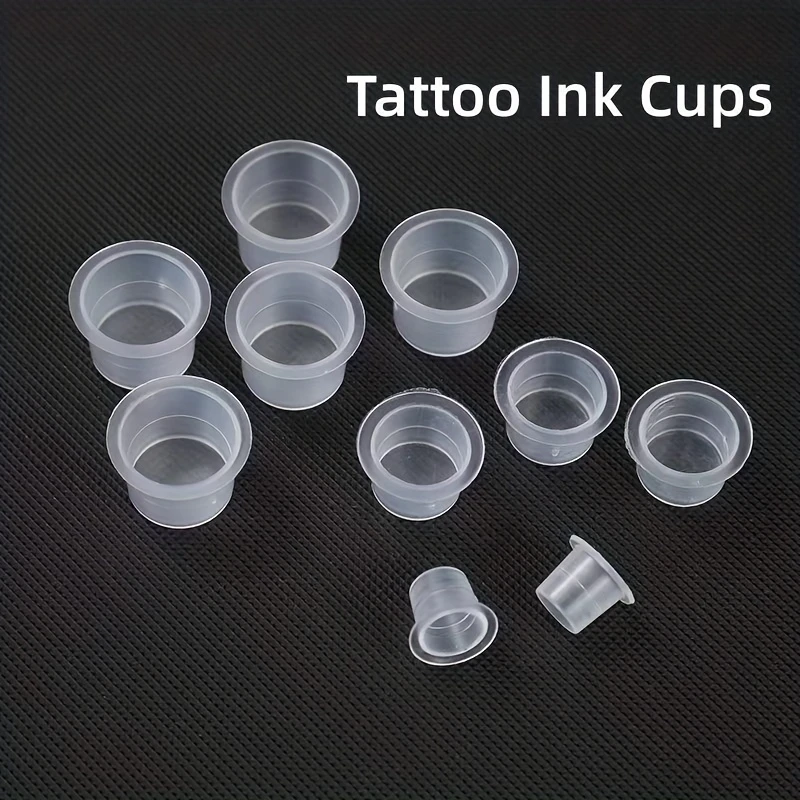 JC 100pcs Disposable Tattoo Ink Cups Plastic Pigment Clear Holder Container Caps Tattoo Permanent Makeup Microblading Supply