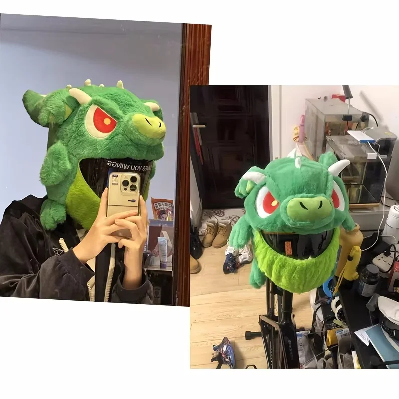 Motorcycle Helmet Plush Head Cover Cute Cartoon Personality Protective Dust Protection Trendy Cartoon Plush Animal Helmet Cover