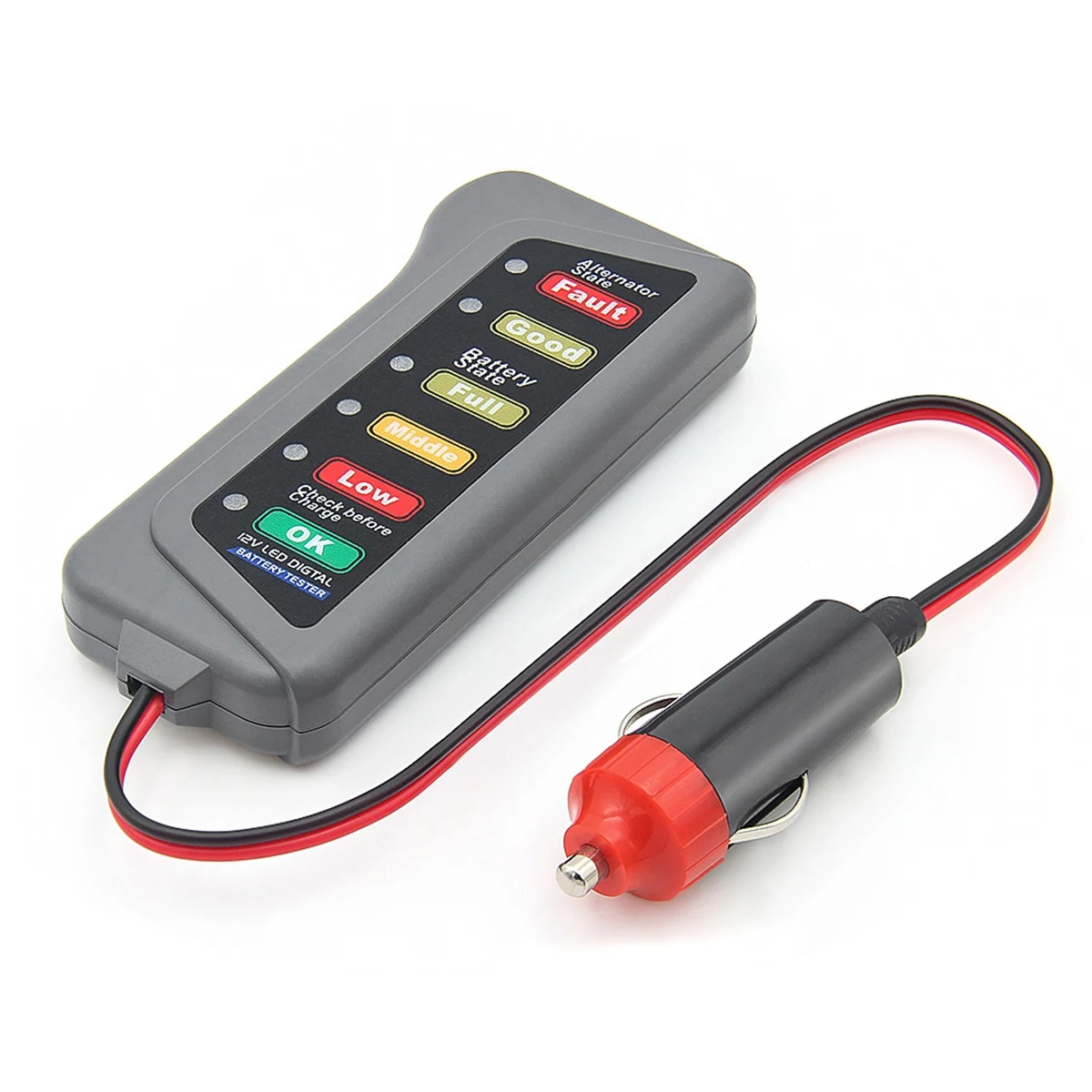 

Car Battery Tester 12V Alternator State Check 6 LED Light Display Auto Diagnostic Tool Car Battery