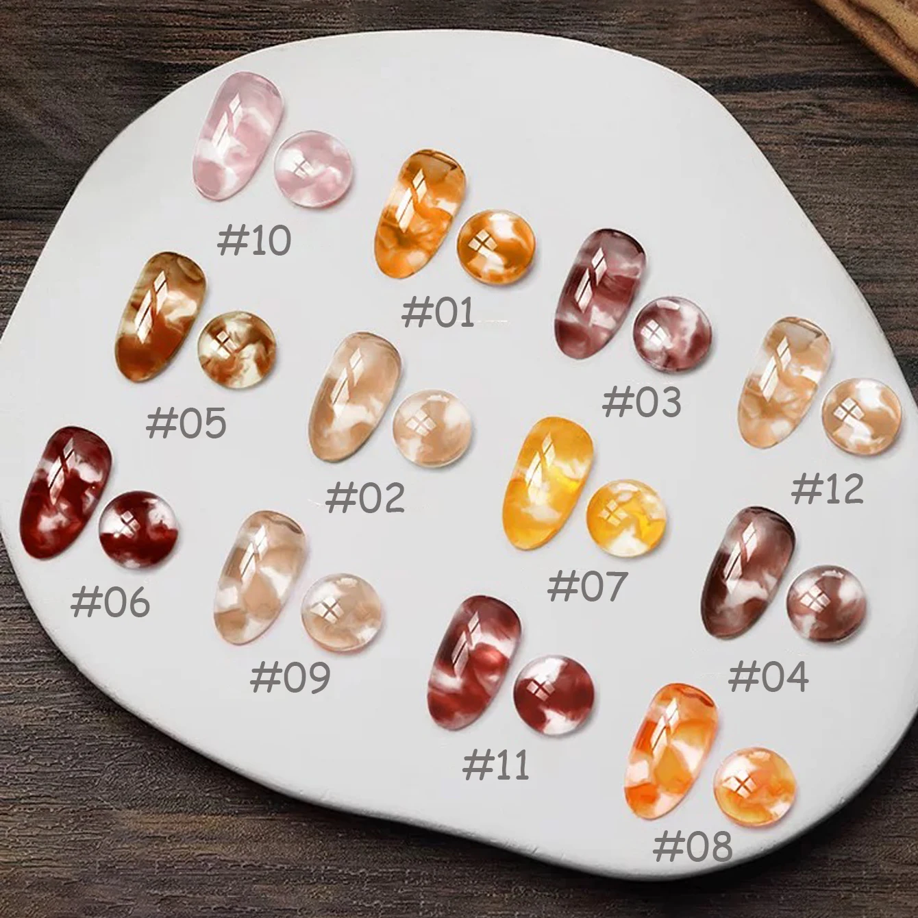 1 قطعة WS العسل العنبر سلسلة هلام مسمار البولندية 2025 جديد الخريف والشتاء شعبية السلحفاة قذيفة العنبر هلام مسمار ملصقات الأظافر لوازم #6