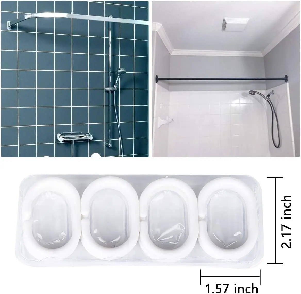 Shower curtain polyester machine washable with 12 hooks (Gradient light blue)