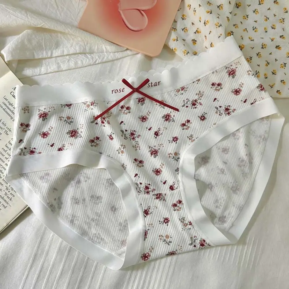 

Fashion Letter Bow Floral Briefs Ruffle Flower Ruffled Panties Underwear Lolita Women's Underpants Gifts