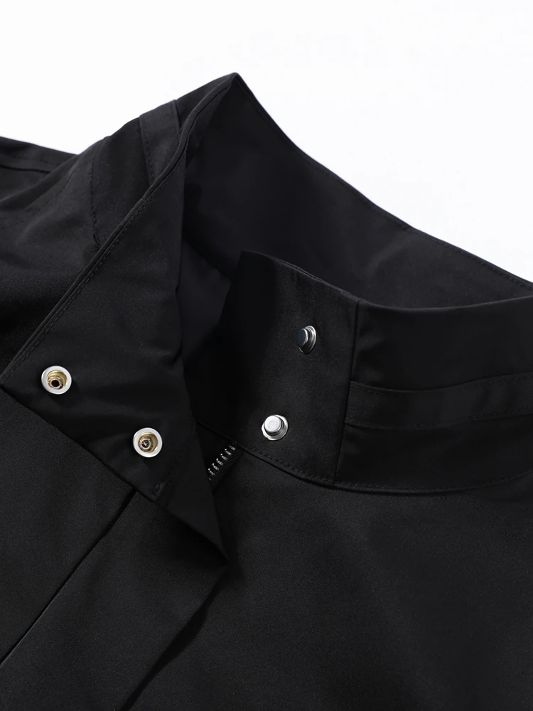 Stehkragen Langarm Oversize-Jacken für Damen Streetwear Große Taschen Kordelzug Taillenschnürung Schlanke Mäntel Frühling Damen-Oberbekleidung – Detail 7
