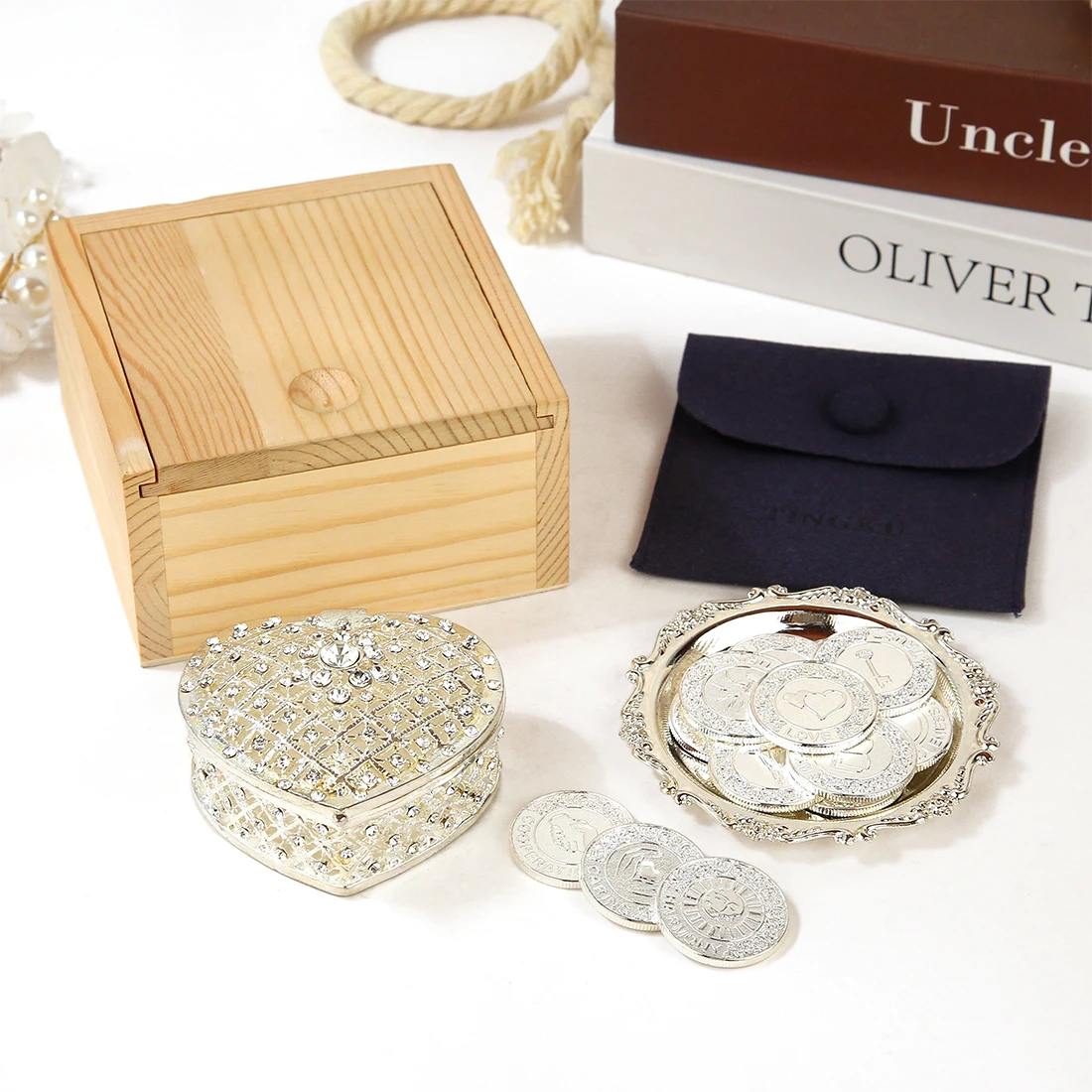 

13 English Words coins Las Arras para Boda Catolica, Wedding Unity Coins Set for Wedding Ceremony