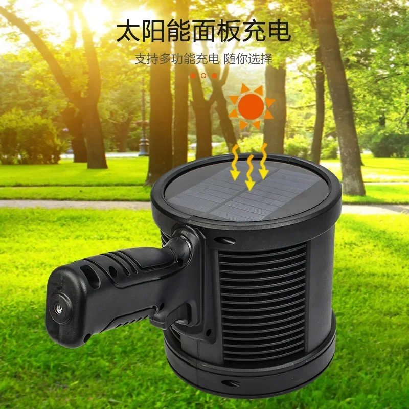 

Cross-border New P70 Strong Light Searchlight Type-C Rechargeable Solar with Side Light Red and Blue Flashing LED Portable Light