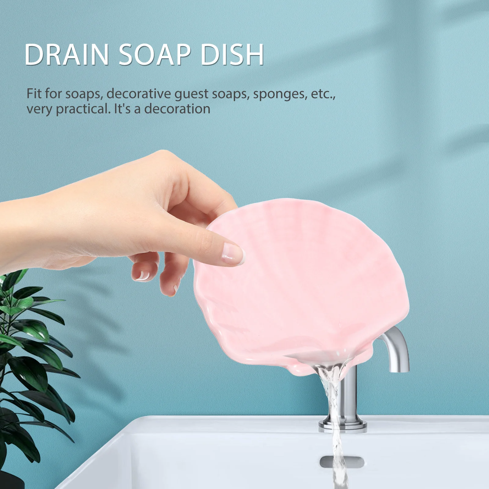 

Shell Shape Ceramic Soap Dish Bathroom Soap Holder Decorative Shell Tray for Kitchen Bathroom Countertop Shower