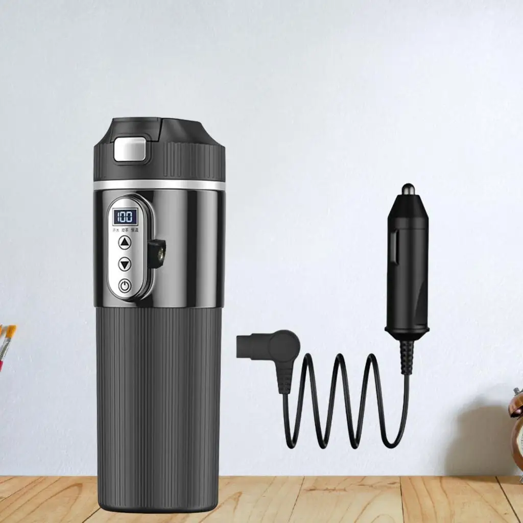 Leak Proof Car Heating Cup LCD Display Travel Mug 12V Electric Kettle for Daily Commute