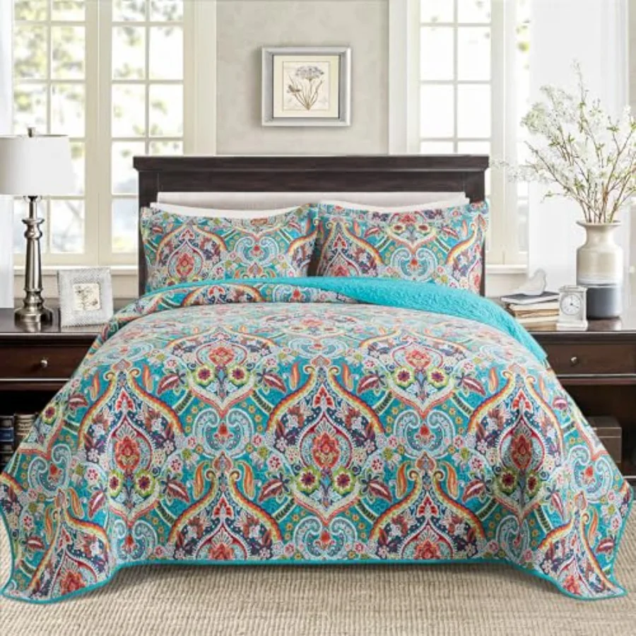 

Покрывало-плед Queen Size из мягкого хлопка, комплект постельного белья Queen Size, дамасское покрывало Queen Size – легкое двустороннее покрывало-покрывалка Sui