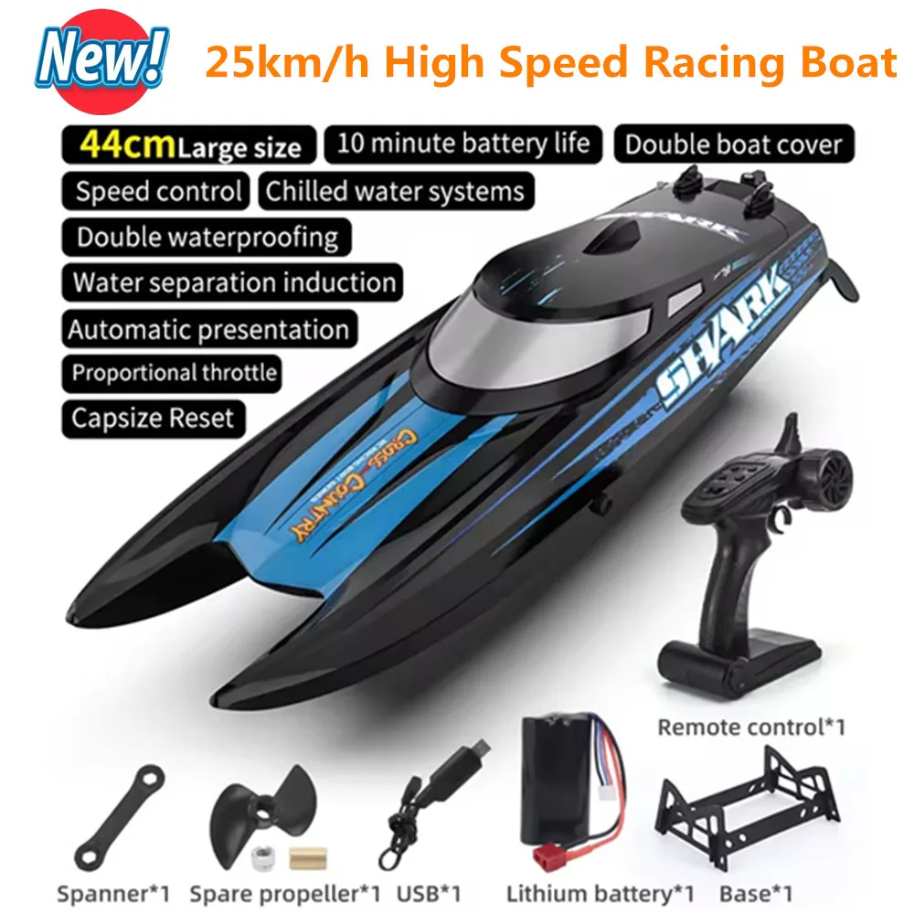 

2.4G Electric High Speed Racing Boat Toy 25km/h Waterproof Rechargeable Speedboat Remote Control Racing Ship Water Speed Boat