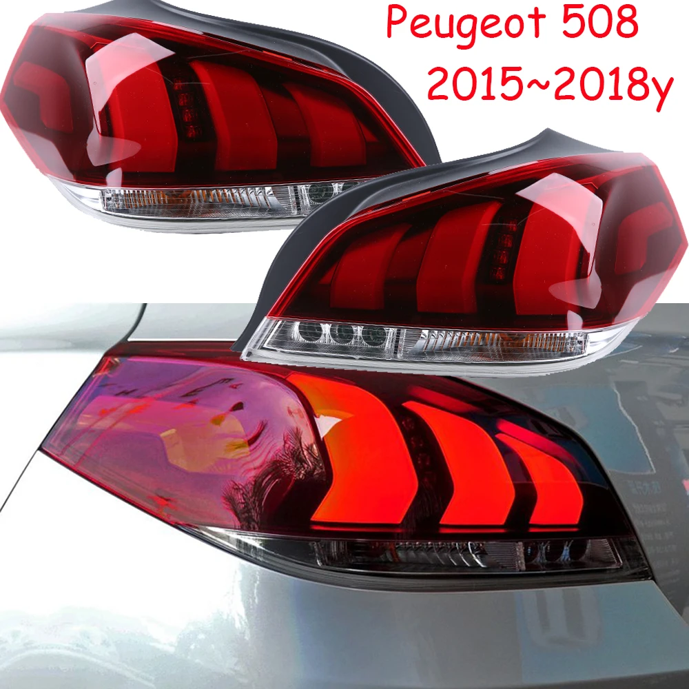 1pcs car bumper tail light for Peugeot 508 taillight 2015~2018y car accessories Taillamp for Peugeot 508 rear light fog