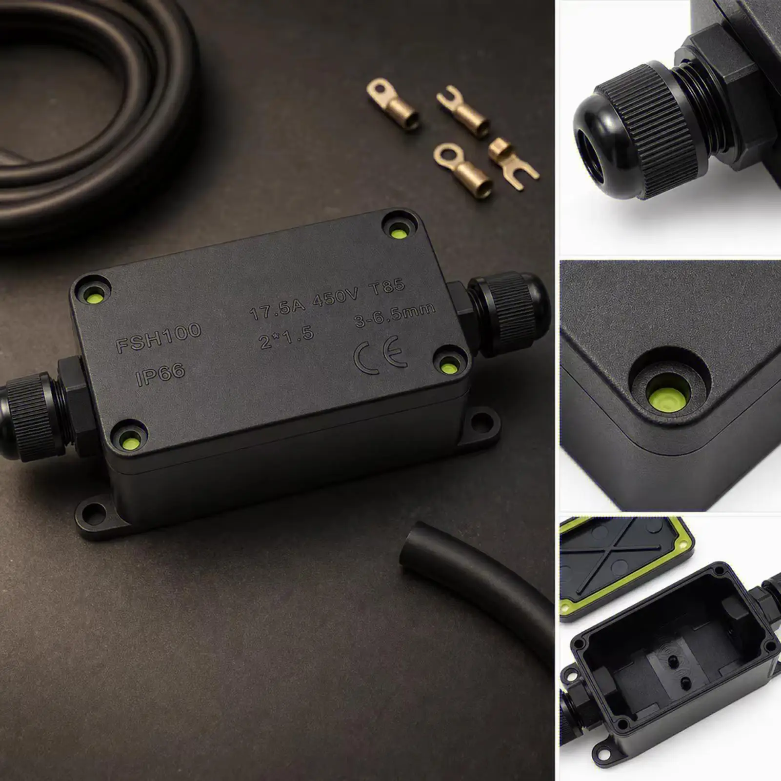 IP66 Waterproof Junction Box 2 Way 3 Way 3mm-6.5mm Cable Connector Sealed Retardant Electrical Outdoor Waterproof Box