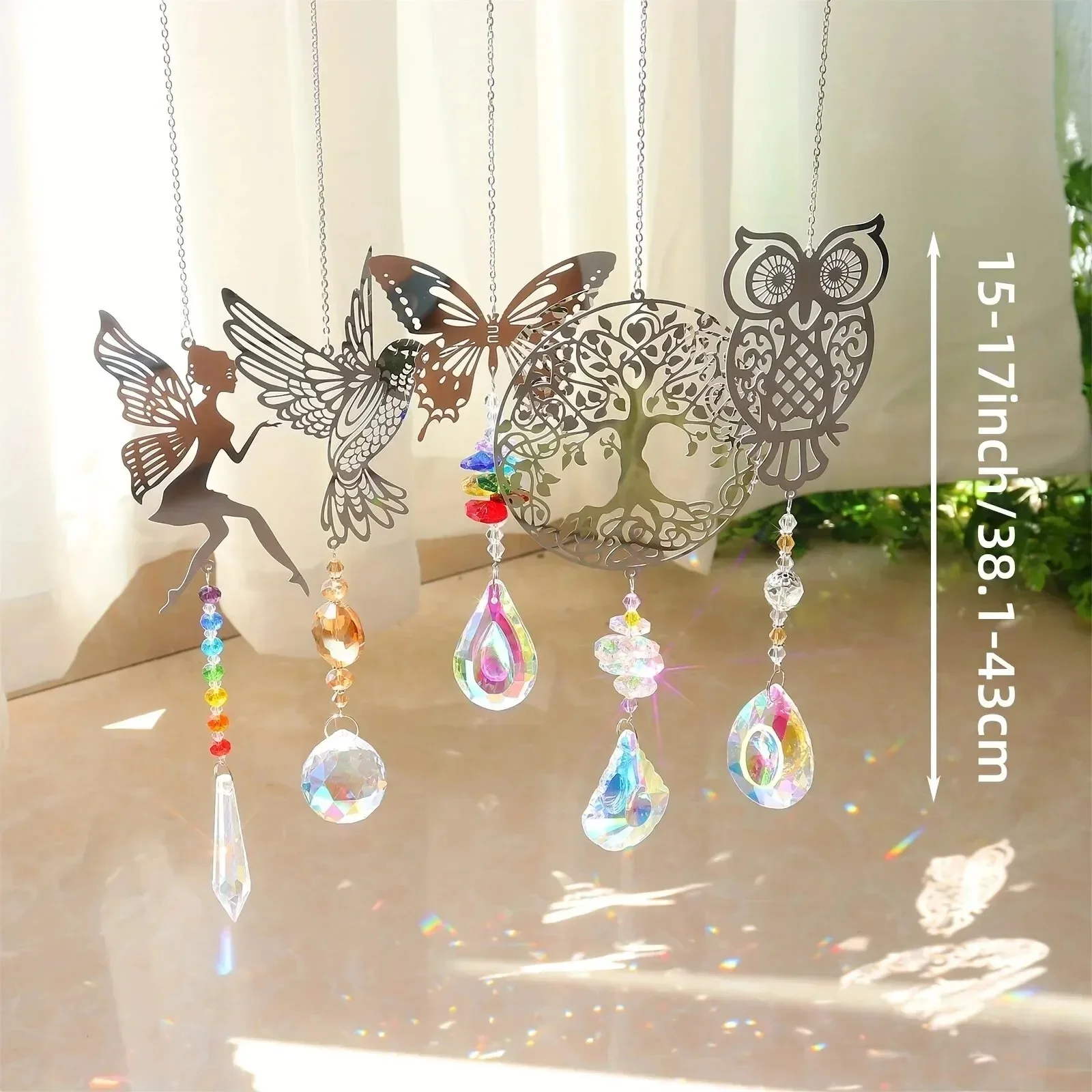 

1PC Crystal Sun Catcher Prisms Hanging Rainbow Chaser Window Wind Chime Tree of Life Home Decoration Car Art Hanging Pendant