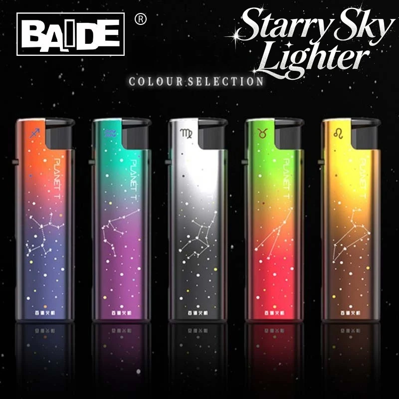 Galaxy Starry Sky Print Torch Lighter, Zodiac Sign Windproof Lighter, Metal Iron Shell Jet Flame Lighter for Everyday Carry