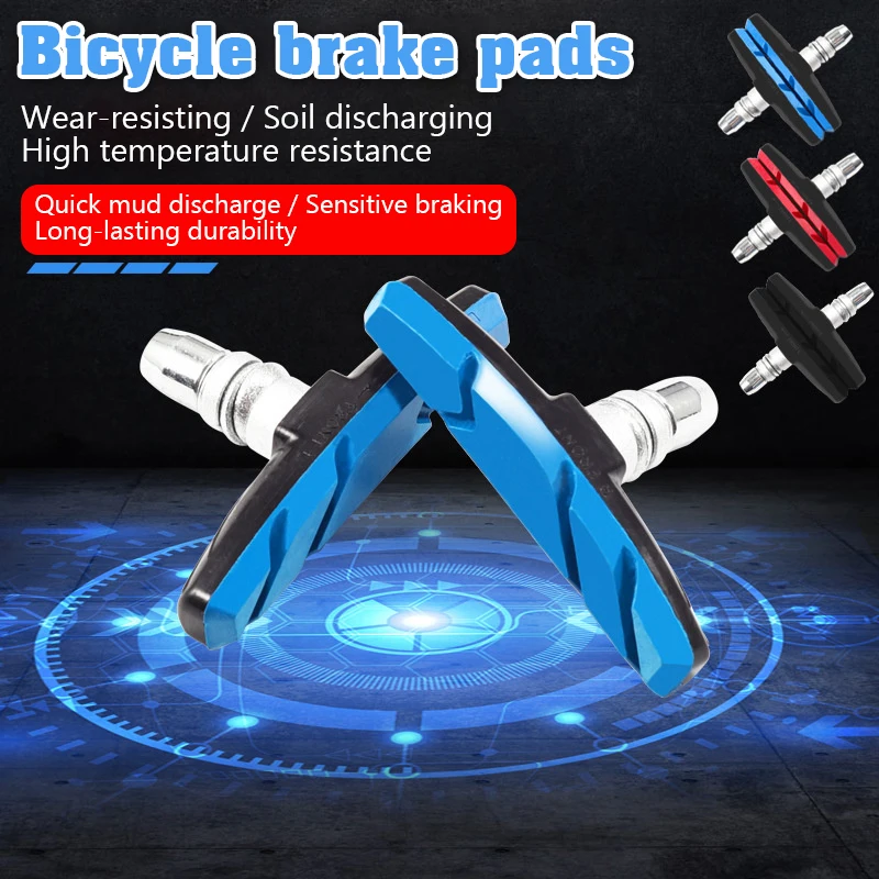 

A Pair Durable Bicycle Silent Brake Pads Cycling V Brake Holder Pads Shoes Blocks Rubber Pad For Long-lasting Performance