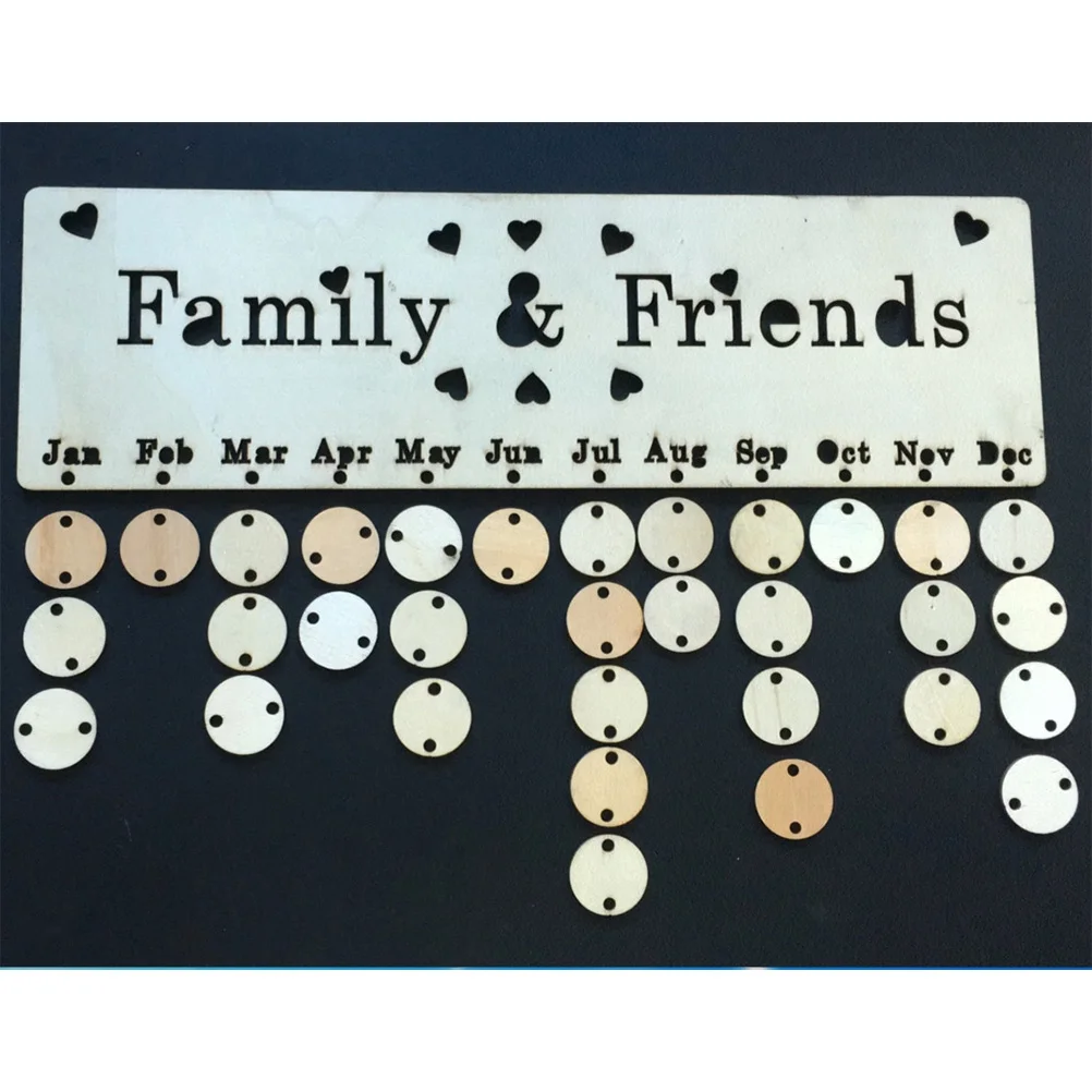 

Wooden Birthday Reminder Calendar 1 Board 1 Rope 50 Discs DIY Family Friends Wall Hanging Decoration for Home Office Anniversary