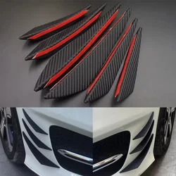 6pcs Car modification spoiler with carbon wire pattern universal crescent shaped spoiler, front bumper, side skirt spoiler parts