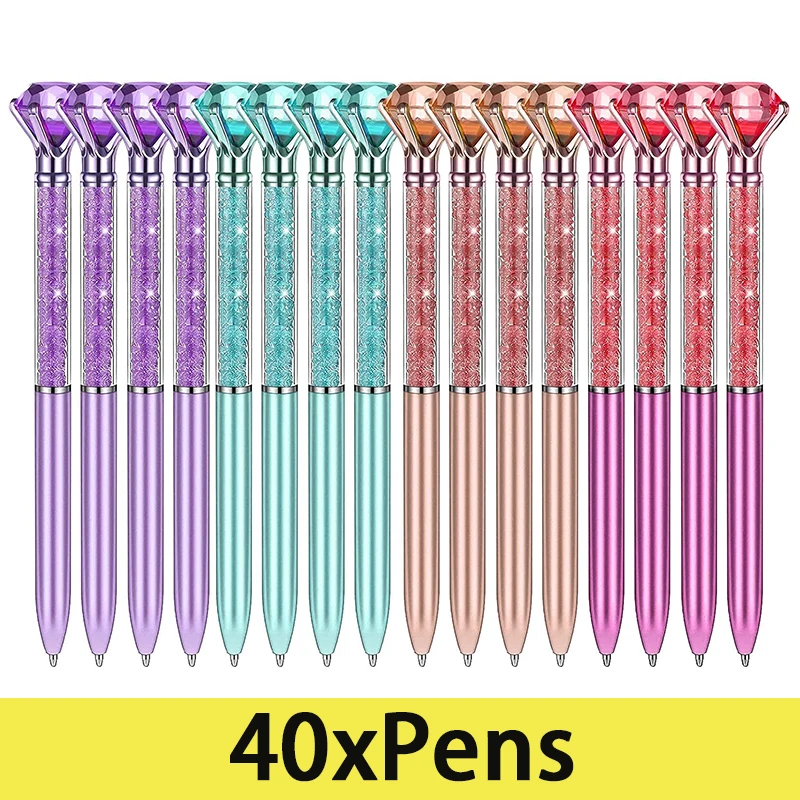 

40Pcs Crystal Diamond Gel Pen Diamond Ballpoint Pens Prize Office Student Writing Stationery