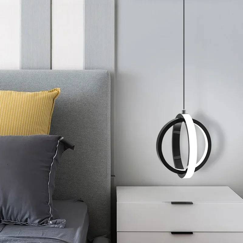 Simple Modern Led Pendant Lamp Black&White Hanging Lamp Pendant Lights For Living Room Kitchen Dining Room Bedroom Bedside