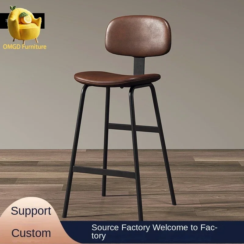 OMGD Nordic Modern Luxury Bar Chair Home Leisure Backrest Chair Bar High Stool Coffee Shop Iron High Foot Chair Home News