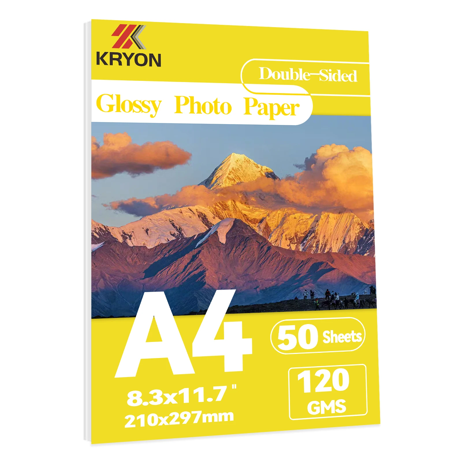 KRYON 50 Sheets A4 Double-Sided Photo Paper High Glossy Photographic Paper 8.3x11.7 Inch Compatible with Inkjet Printer 120GSM