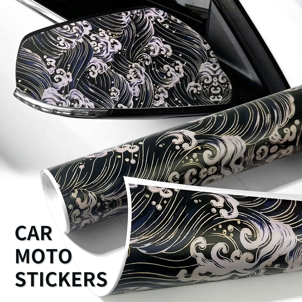 1RollCartoon Wave Graffiti Car Vinyl Wrap Waterproof Self-adhesive Car Film DIY Vehicle Motorbike Bicycle Skateboard Laptop Boat