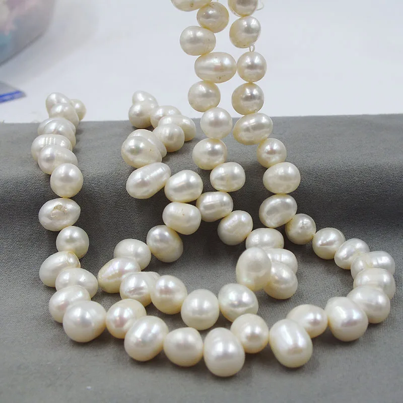 

5 shares 8-9MM Exquisite DIY white water droplets shape dance Pearl Loose Beads 15"