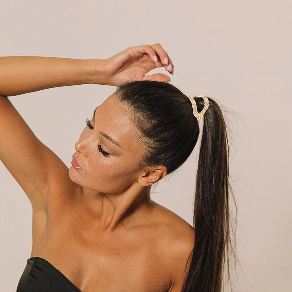 

2Pcs Ponytail Hair Claw Clips Rhinestone Decoration High Stability for Short Hair Daily Party Wedding Accessories