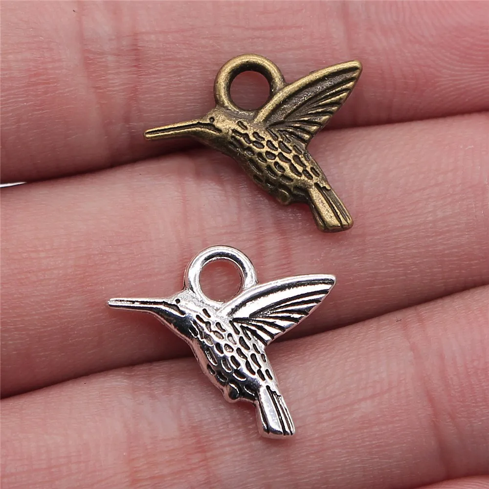 Hollow Hummingbird Charm Birds Pendant Alloy Charms For Bohemian Floral DIY Bracelet Necklace Charms Supplies For