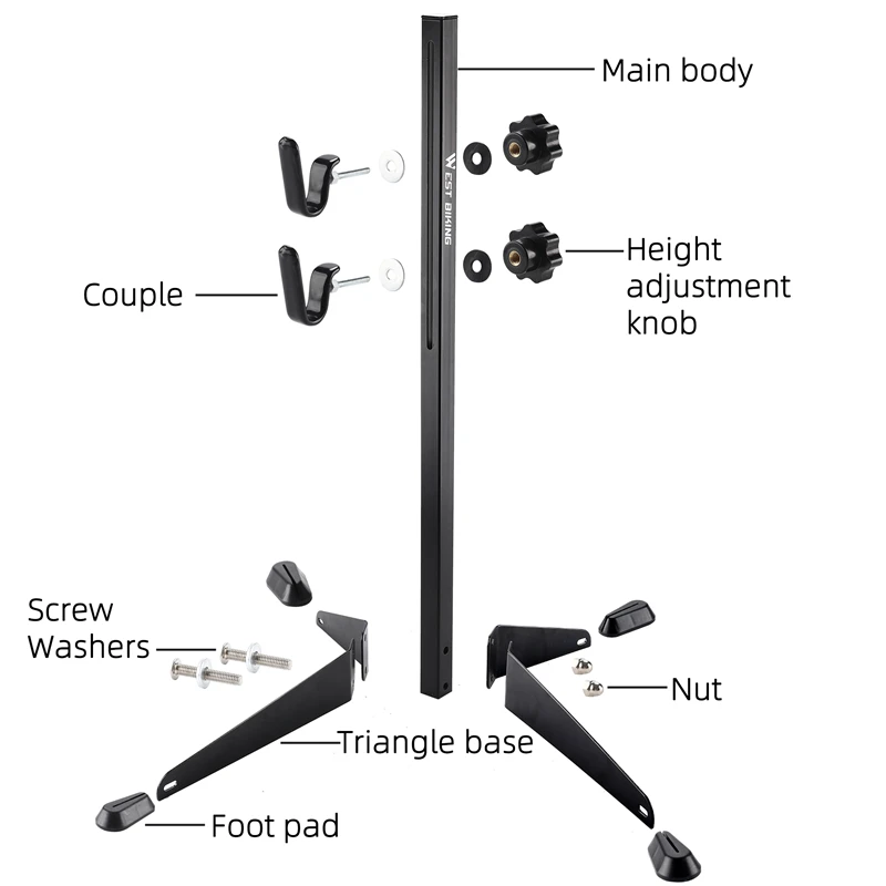 WEST BIKING 자전거 바닥 주차 랙, MTB 도로 자전거 실내 보관, 조절 가능한 스탠드 휠, 유지 보수 수리, 청소 거치대