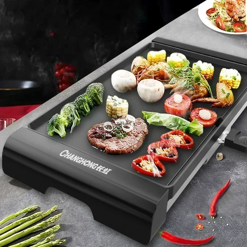 Home grill smokeless large electric grill pan, non-stick surface, worry-free grilling, perfect for grilling fish