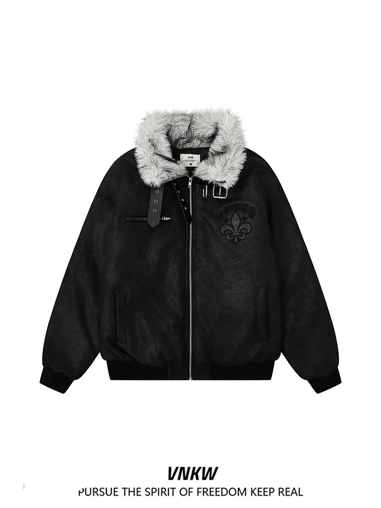 

Retro Chinese Trend Barn Sle Suede Collar Cotton Jaet ort Men's Faionable Motorcycle Sle Winter Outerwear Coat