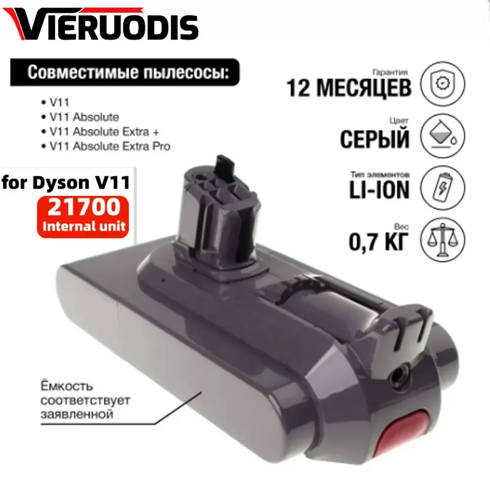 For Dyson Vacuum V11 SV15 Battery Absolute V11 Animal Li-ion Vacuum Cleaner Rechargeable Battery Super Lithium Ion Cell 6800mAh