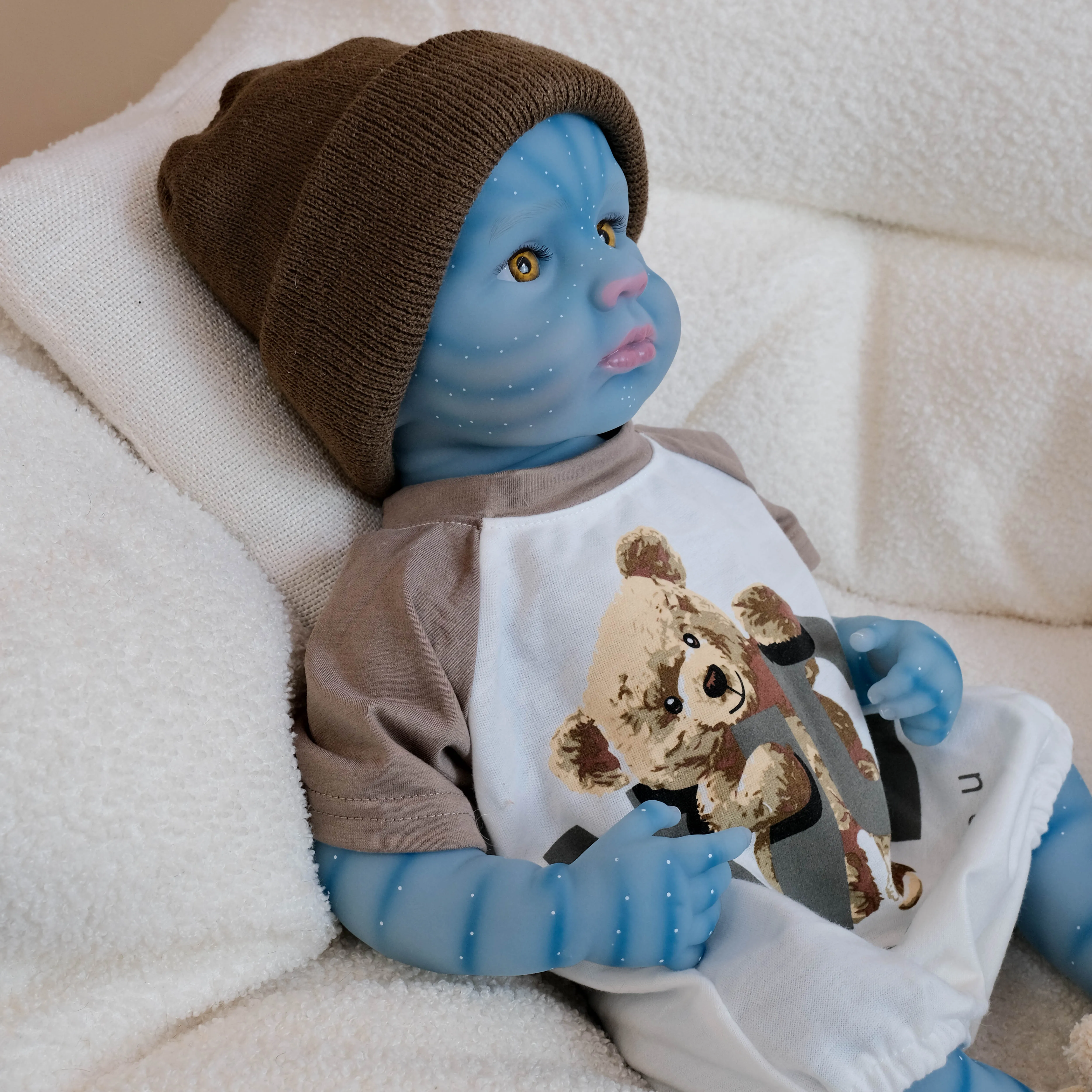 NPK Boneca LouLou Awake de 19 polegadas - Pintura detalhada de alta qualidade feita à mão Boneca pequena realista de corpo inteiro para bebês e crianças