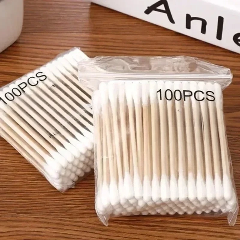 100pcs Per Pack, 5 Packs, Double-ended Cotton Swabs, Baby Cotton Swabs, Ear Cleaning Sticks, Healthy Cleaning Tools
