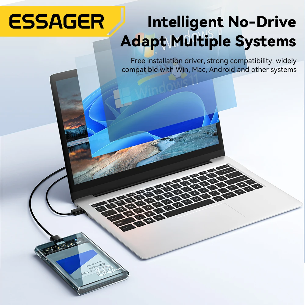 Essager 2. 5-calowy SATA Box USB3.0 SSD obudowa dysk twardy SATA 6 gb/s zewnętrzny dysk twardy Box dodatkowy kabel obudowa do twardego dysku