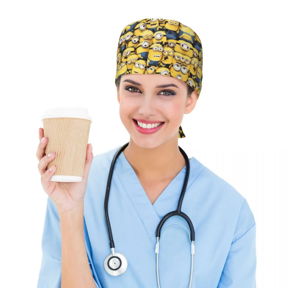 مخصص M-Minions تنظيف قبعة العمل كول للجنسين مضحك الكرتون فرك قبعة العمليات الجراحية قبعة ممرضة الدعك قبعة ممرضة