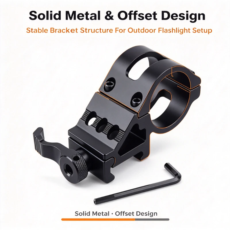 Tactical Offset Flashlight Bracket Quick Release Version 25mm Torch Light Holder Mount for Outdoor Camping Gear