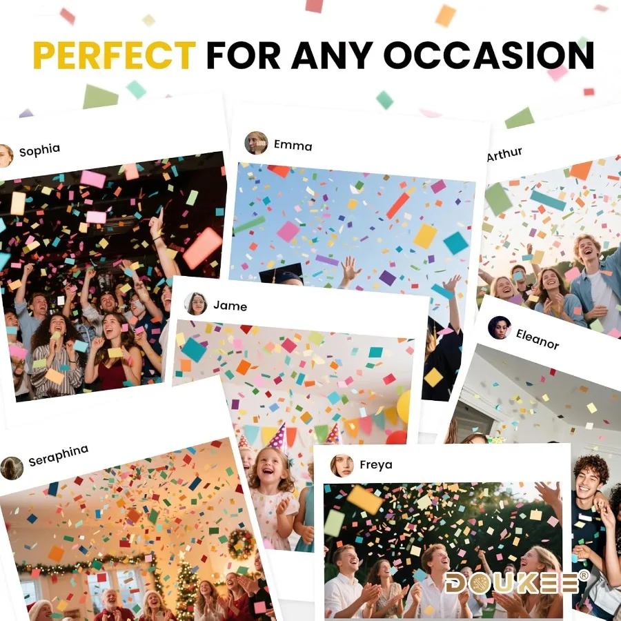 النثار القابل للتحلل الحيوي مدفع Poppe DOUKEE متعدد الألوان النثار مطلق النار حفلة بوبر 2PK للاحتفال بعيد ميلاد التخرج جديد