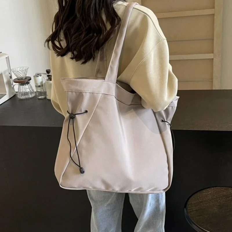 Casual Fashion Large Capacity Tote Bag Simple Travel Bag Women Large Shoulder Bag Aesthetic Handbags Drawstring Tote Handbag