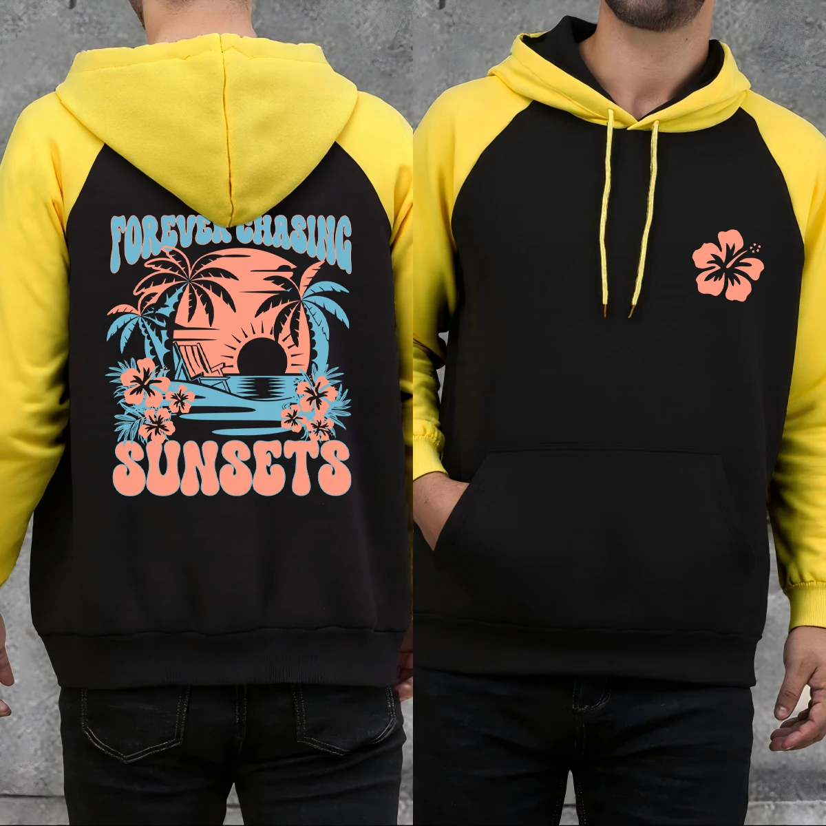 إلى الأبد مطاردة غروب الشمس الشاطئ الرجال راجلان هوديي الخريف أزياء الملابس فضفاضة الصوف خمر البلوز للجنسين بسيط كم طويل