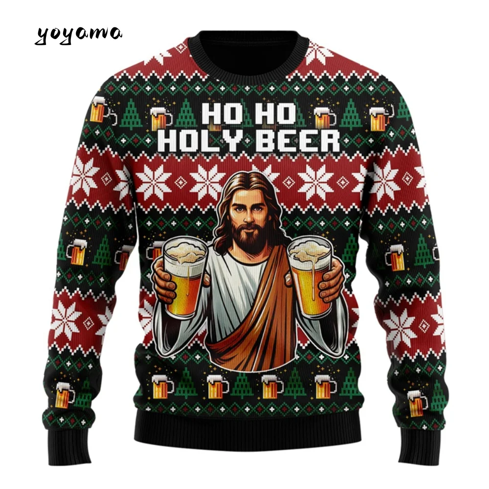 موضة البيرة القبيح عيد الميلاد بلوزات للنساء ملابس الهيب هوب بار حفلة الرجال بلوزات بلوفرات غير رسمية البيرة Y2k الملابس