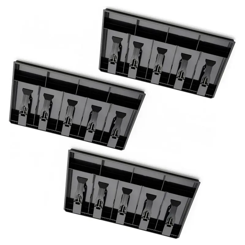 A27F-For Supermarkets, Shops& Home Compatible 3-Pack Cash Register Drawer Insert Tray In Black- 5-Bill& 4-Coin Storage Compartme