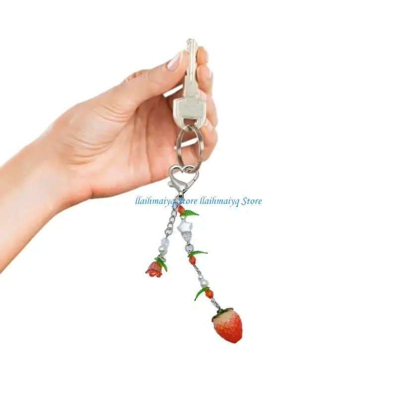 573B Alloy Material Strawberry Backpack Pendant Perfect Gift for Fashion Lover