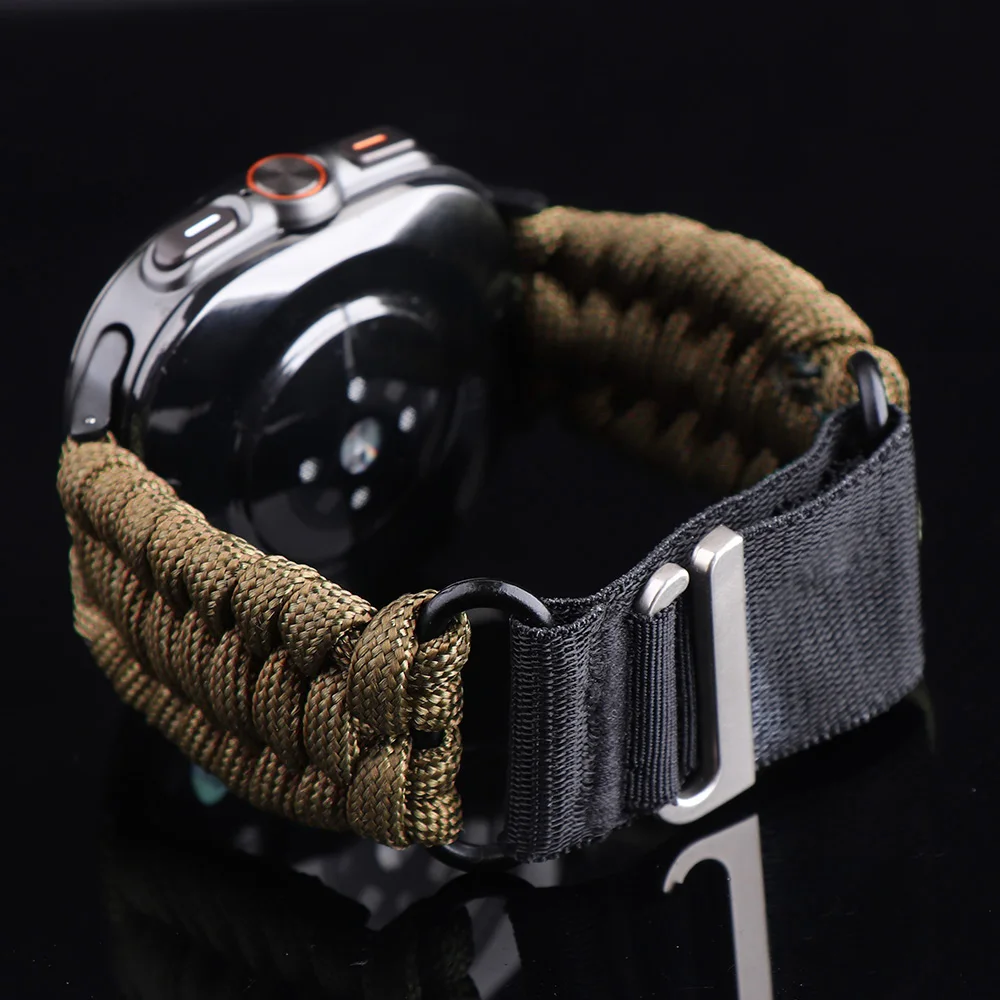 20/22mm Band For Samsung Galaxy Watch 8 8 Classic Ultra 7/6/5/4/3 Strap Nylon Umbrella Rope Huawei Watch 5/4/GT5/GT4/GT3/GT2