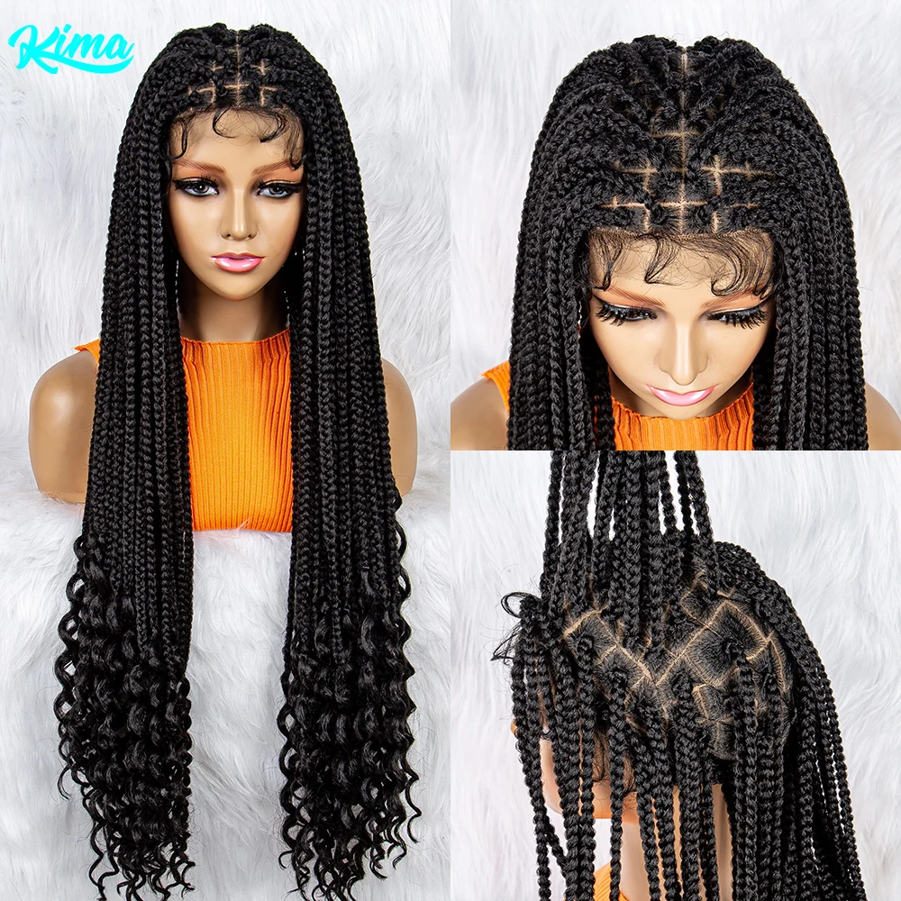 KIMA Synthetic Lace Front Wig Braided Wigs Knotless Box Braids Wig With Baby Hair For Black Women Full Lace Wigs Braid African