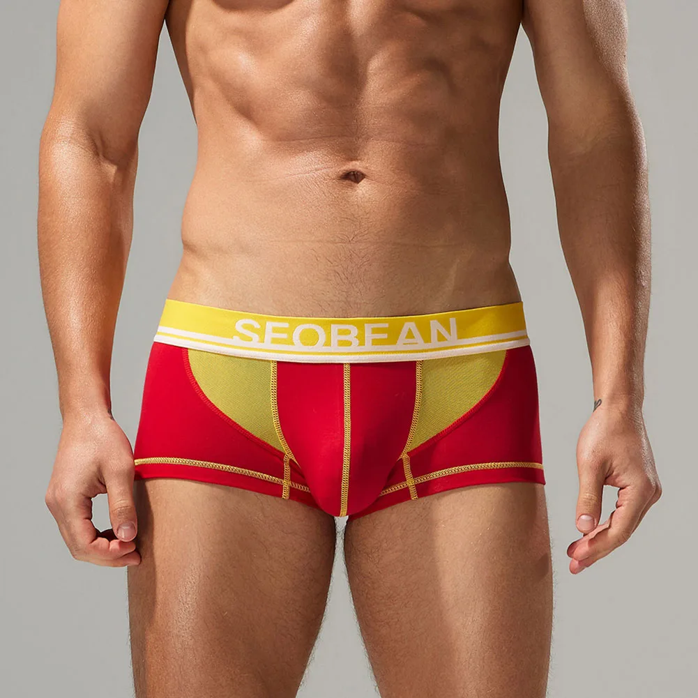 

Men Breathable Mesh Sports Underwear with Elastic Waist U Pouch Design Boxer Trunks Comfortable Fit Underpants