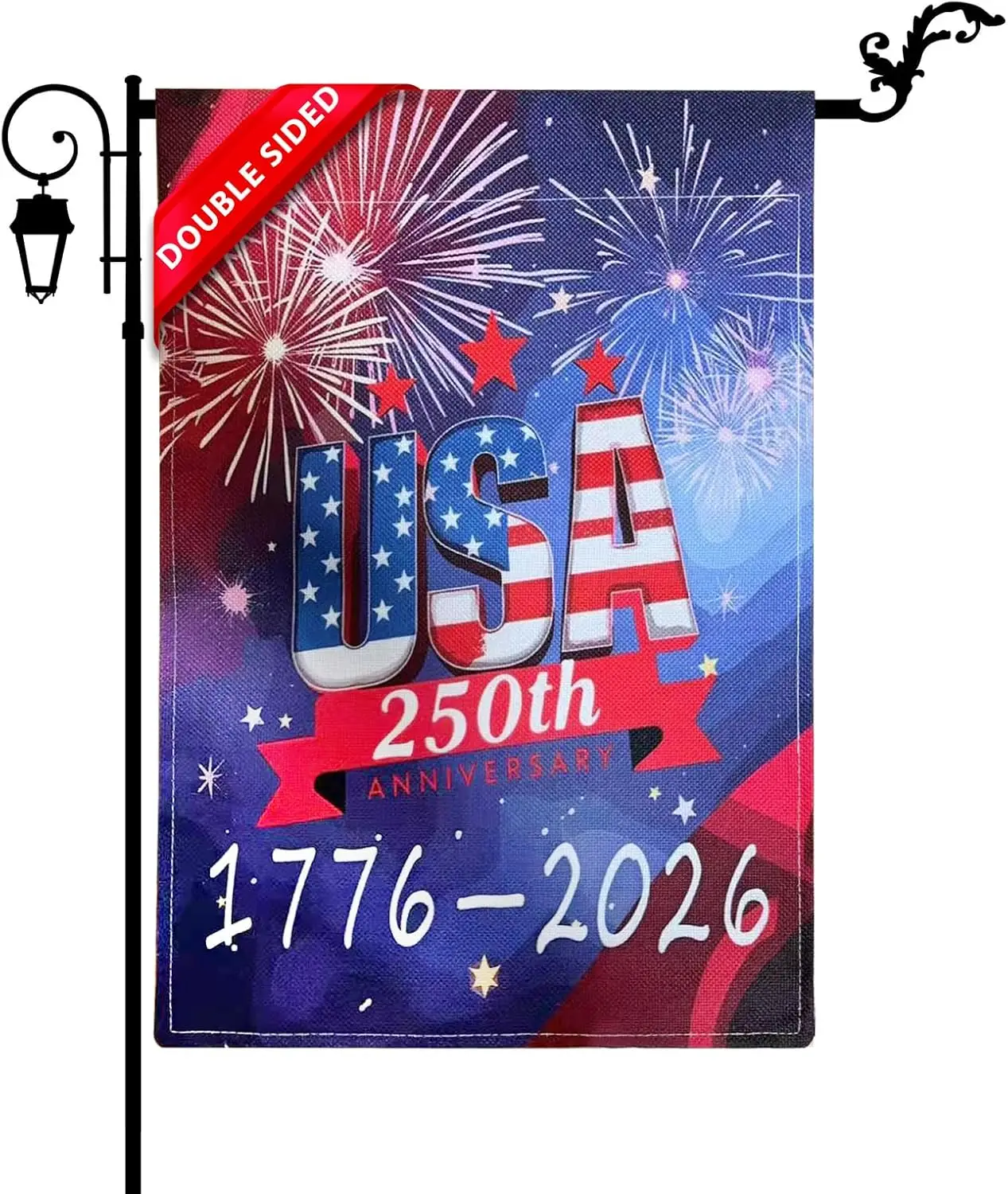 250th American Anniversary Garden Flag 12x18 Inch, 1776-2026 Commemorative Double Sided Thick Linen Patriotic USA Banner, 4t WWP