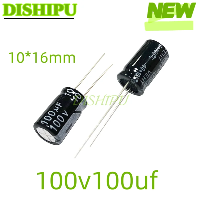 ตัวเก็บประจุอลูมิเนียมอิเล็กโทรลีติค20ชิ้น100V100UF 10*16มม.