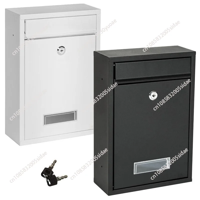 Iron Mailbox Outdoor Waterproof Wall-Mounted Lockable Large Mailbox